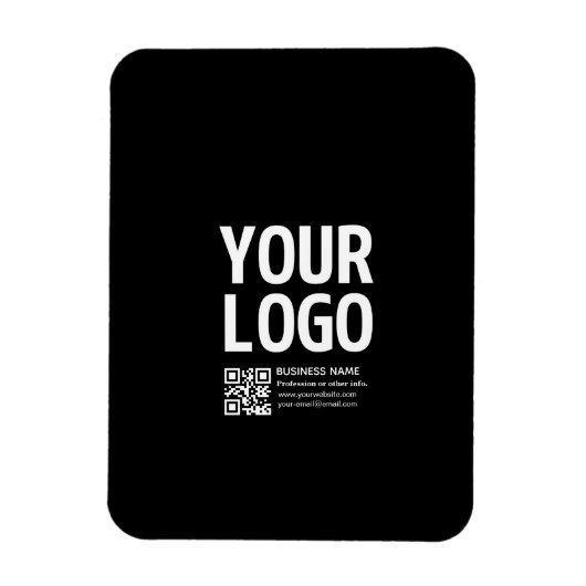 Magnet Flexible Votre logo avec code QR et texte modifiables (Vertical)
