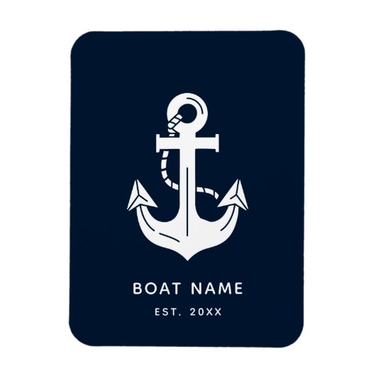 Magnet Flexible Votre nom de bateau Ancre Bleue  (Vertical)
