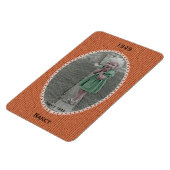 Magnet Flexible Votre Nom Photo Oval, Date - Motif De Knit Orange (Côté Gauche)