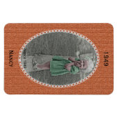 Magnet Flexible Votre Nom Photo Oval, Date - Motif De Knit Orange (Horizontal)