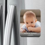 Magnet Flexible Votre photo et n'importe quel texte Simple Photo m<br><div class="desc">Célébrez les joies simples de la famille avec un aimant photo personnalisé. Tout le texte est facile à customiser pour n'importe quelle occasion. Le design présente une disposition minimaliste moderne, une typographie art déco d'inspiration vintage et une photo préférée de votre choix. Ce modèle est installé pour un bébé, mais...</div>