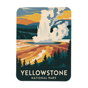 Magnet Flexible Voyage Ancien Parc National de Yellowstone Scéniqu