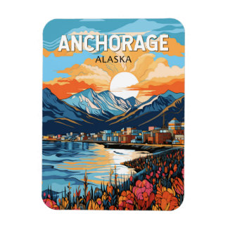 Magnet Flexible Voyage artistique vintage à Anchorage Alaska
