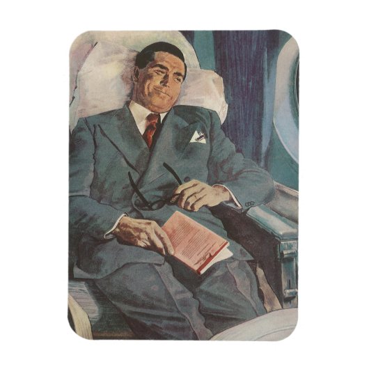 Magnet Flexible Voyage d'affaires vintage, lecture dans l'avion (Vertical)