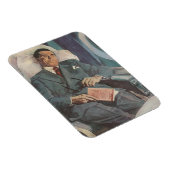 Magnet Flexible Voyage d'affaires vintage, lecture sur l'avion (Côté Droit)