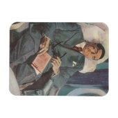 Magnet Flexible Voyage d'affaires vintage, lecture sur l'avion (Horizontal)