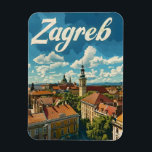 Magnet Flexible Voyage de Zagreb Vintage<br><div class="desc">Un portrait charmant et nostalgique de Zagreb, la capitale de la Croatie, mettant en valeur sa beauté historique et architecturale. Le design présente des monuments emblématiques, des rues pittoresques et l'atmosphère animée de la ville, le tout dans un style vintage. Cette oeuvre capture l'essence de la richesse culturelle et de...</div>