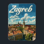 Magnet Flexible Voyage de Zagreb Vintage<br><div class="desc">Un portrait charmant et nostalgique de Zagreb, la capitale de la Croatie, mettant en valeur sa beauté historique et architecturale. Le design présente des monuments emblématiques, des rues pittoresques et l'atmosphère animée de la ville, le tout dans un style vintage. Cette oeuvre capture l'essence de la richesse culturelle et de...</div>