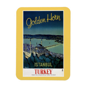 Magnet Flexible Voyage d'or vintage d'Istanbul Turquie de klaxon