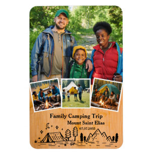 Magnet Flexible Voyage en famille en camping avec 4 photos personn