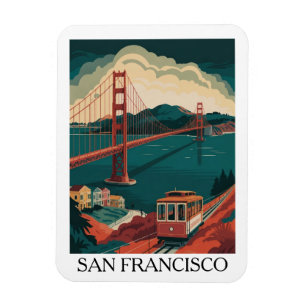 Magnet Flexible Voyage Rétro San Francisco Pont Golden Gate