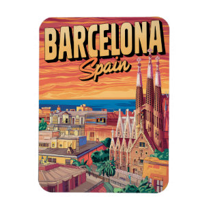 Magnet Flexible Voyage vintage barcelona sagrada familia cadeaux