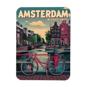 Magnet Flexible Voyagez Amsterdam vallons et vélos cadeaux vintage