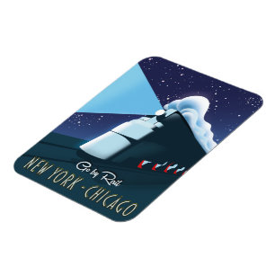Magnet Flexible "Voyagez par le rail" New York - Chicago