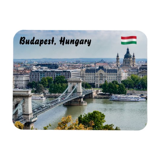 Magnet Flexible Vue aérienne du Pont des Chaînes à Budapest, Hongr (Horizontal)