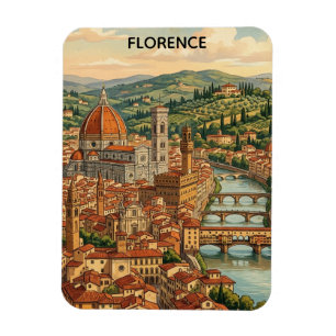Magnet Flexible Vue de la ville de Florence Italie Toscane vintage