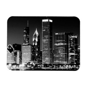 Magnet Flexible Vue de nuit du paysage urbain célèbre de Chicago