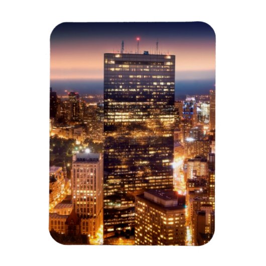 Magnet Flexible Vue d'ensemble de Boston la nuit (Vertical)