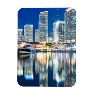 Magnet Flexible Vue d'horizon avec la réflexion dans l'eau, Miami