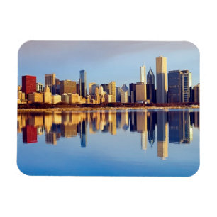Magnet Flexible Vue d'horizon de Chicago avec la réflexion