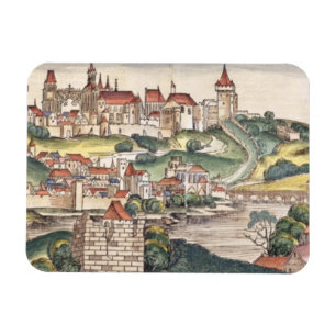 Magnet Flexible Vue d'oeil d'oiseau de Prague de Nuremberg Chron