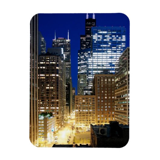 Magnet Flexible Vue nocturne de Chicago (Vertical)