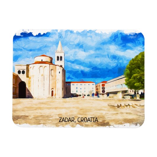 Magnet Flexible Vue panoramique de Zadar Croatia Watercolor (Horizontal)
