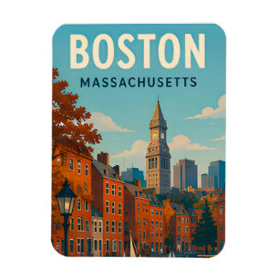 Magnet Flexible Vue panoramique historique de Boston Massachusetts