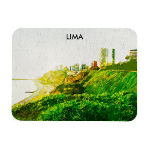 Magnet Flexible Vue panoramique Lima Pérou aquarelle
