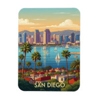 Vue rétro de la skyline côtière de San Diego, Cali