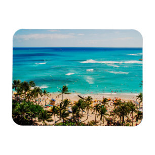 Magnet Flexible Vue surélevée de la scène de Waikiki Beach, Honolu