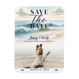 Magnet Flexible Watercolor Beach Waves Coastal Save the Date Photo