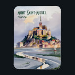 Magnet Flexible Watercolor Mont Saint Michel France Vintage Travel<br><div class="desc">If you've ever dreamt of visiting Mont Saint-Michel in France, this watercolor travel art captures the magic of that famous Normandy landmark. Rising out of the tidal bay, the medieval abbey looks like a fairytale castle against the soft, cloudy sky. It is a classic piece of European architecture. The gentle...</div>