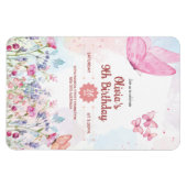 Magnet Flexible Watercolor Pastel Butterfly Birthday Invitation (Horizontal)