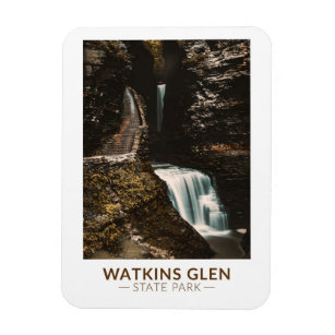 Magnet Flexible Watkins Glen State Park New York Watercolor Retro