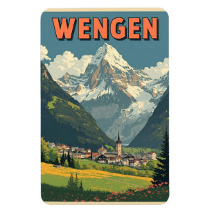 Magnet Flexible WENGEN ski vintage Suisse Alpes suisses cadeaux