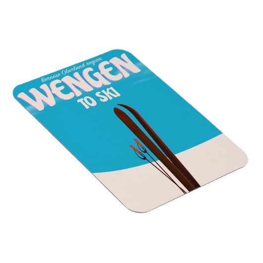 Magnet Flexible Wengen, Suisse, Affiche de ski (Côté Droit)