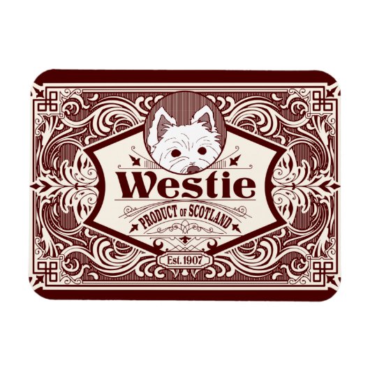 Magnet Flexible Westie antique produit écossais (Horizontal)