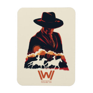 Magnet Flexible Westworld   Homme en Silhouette du désert noir
