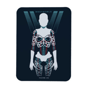 Magnet Flexible Westworld   Squelette Android sur logo