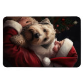 Magnet Flexible Wheaton Terrier Avec Noël Festif Du Père Noël (Horizontal)
