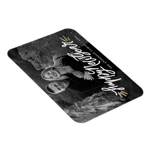 Magnet Flexible Whimsical Happy New Year Script Photo (Côté Droit)