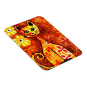 Magnet Flexible Whimsical Retro Kitty Chat Abstrait Art Orange (Côté Droit)