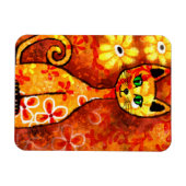Magnet Flexible Whimsical Retro Kitty Chat Abstrait Art Orange (Horizontal)