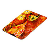 Magnet Flexible Whimsical Retro Kitty Chat Abstrait Art Orange (Côté Gauche)