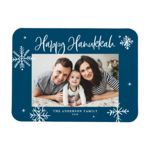 Magnet Flexible Whimsical Snowflakes Blue Happy Hanoukka Photo
