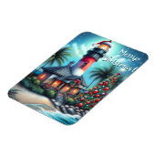 Magnet Flexible Whimsical Tropical Christmas Lighthouse Turquoise  (Côté Gauche)