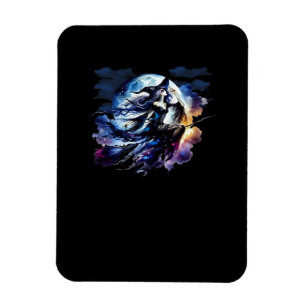 Magnet Flexible Whimsigoth Sorcière volant au-dessus de la Pleine