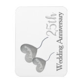 Magnet Flexible White & argent 25e anniversaire mariage cadeau (Vertical)