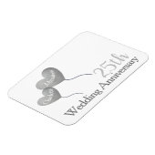 Magnet Flexible White & argent 25e anniversaire mariage cadeau (Côté Gauche)